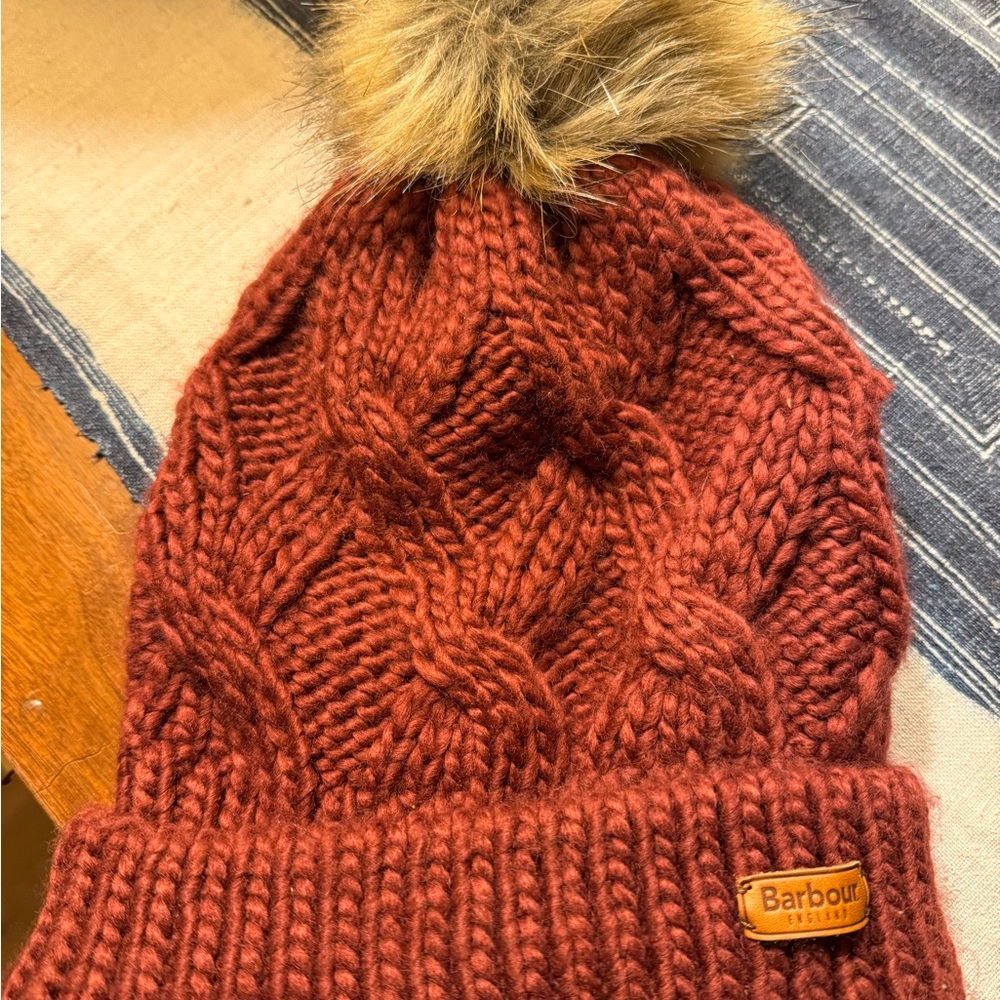 Barbour Ashridge Bordeaux Pom-pom hat beanie